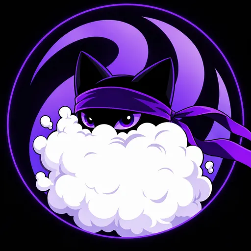 The Ninja Puff logo: the ninja cat face with a purple headband.
